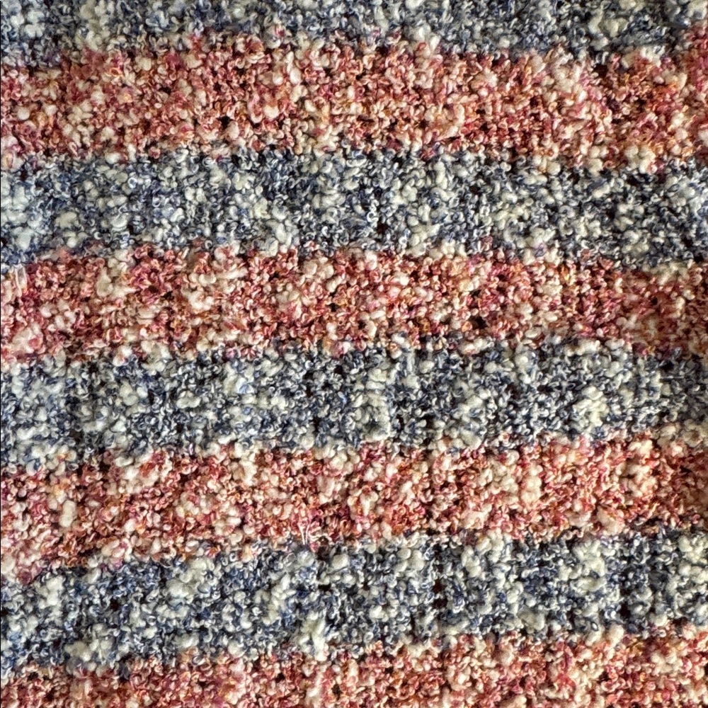 😊J. Crew Coral and Light Blue Striped Bouclé Cardigan - Picture 5 of 5